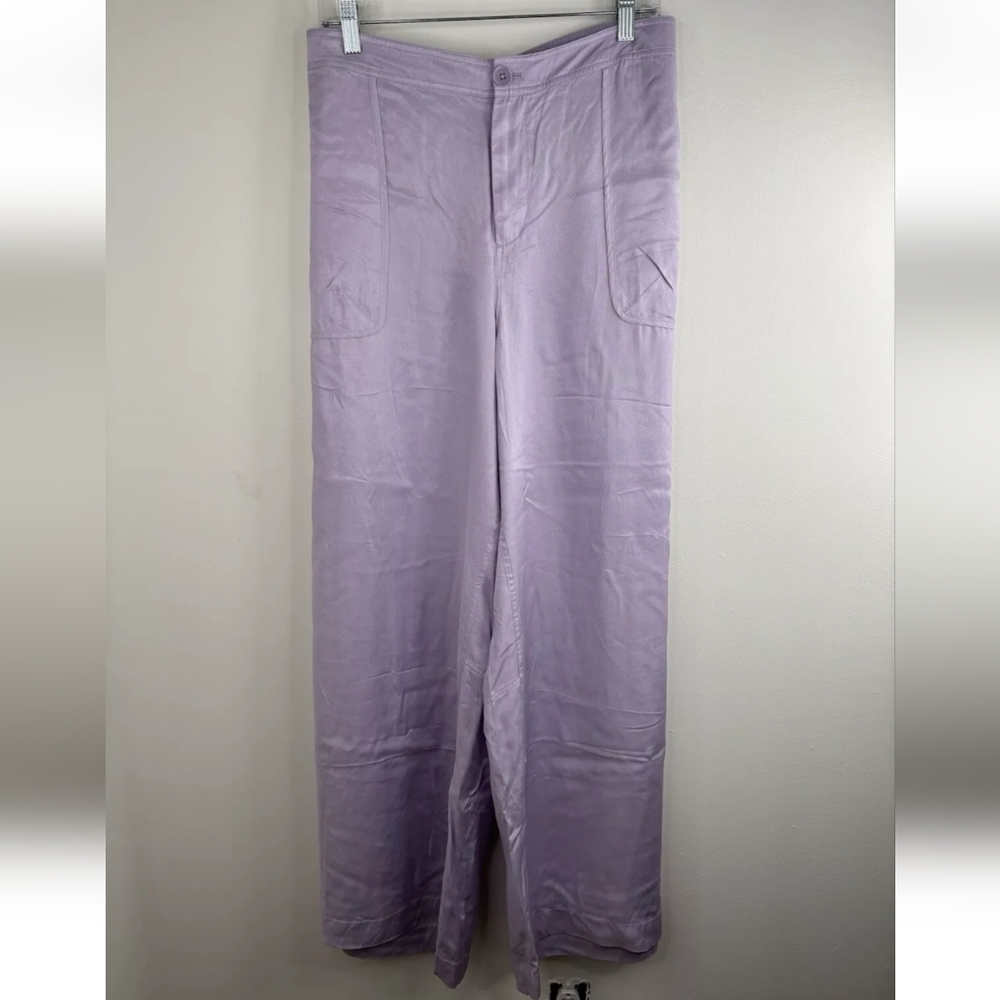 NEW Anthropologie Pants Women’s 22W Purple Lilac Wide Leg High Waist Cargo Pants
